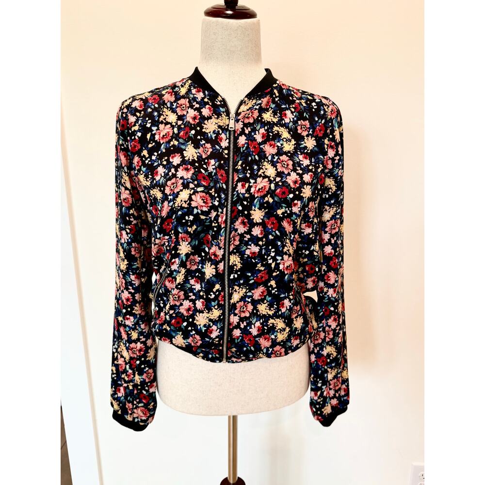 Trafaluc ZARA Floral Lightweight Bomber Jacket Lined Size S